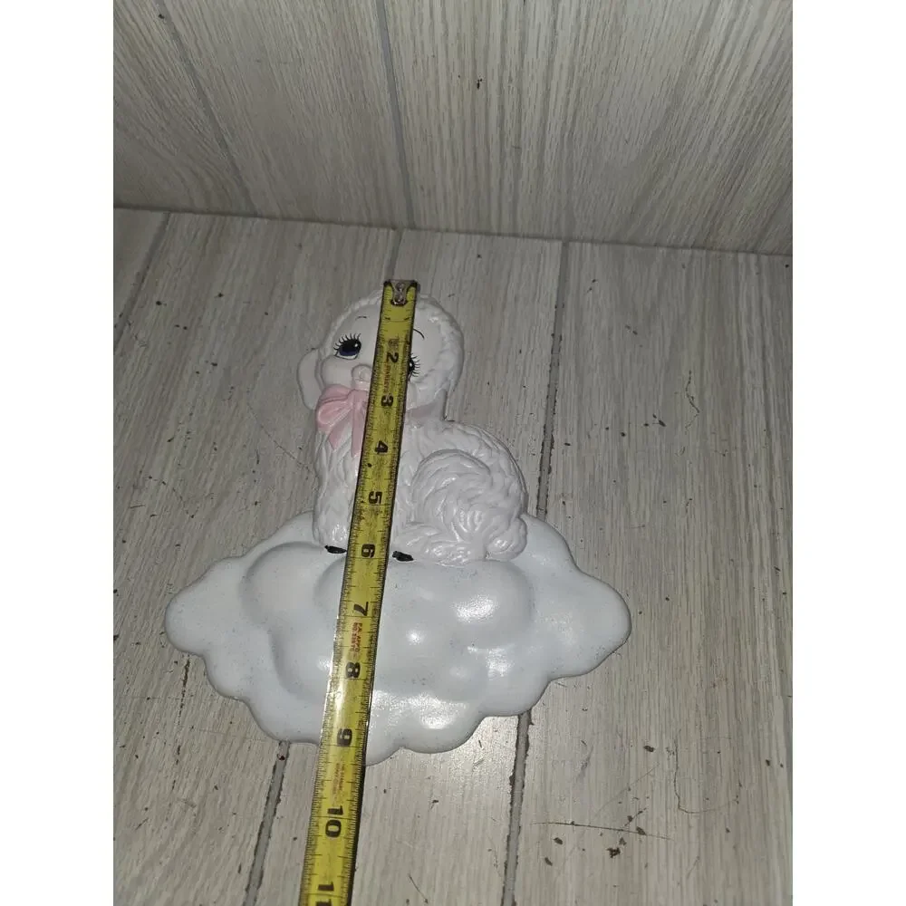 Vintage Ceramic Hand Painted Lamb Big Eyes On A Cloud Nursery Childs Room Wall